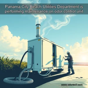 Artistic representation for Panama City Beach Utilities Department is performing maintenance on odor control unit